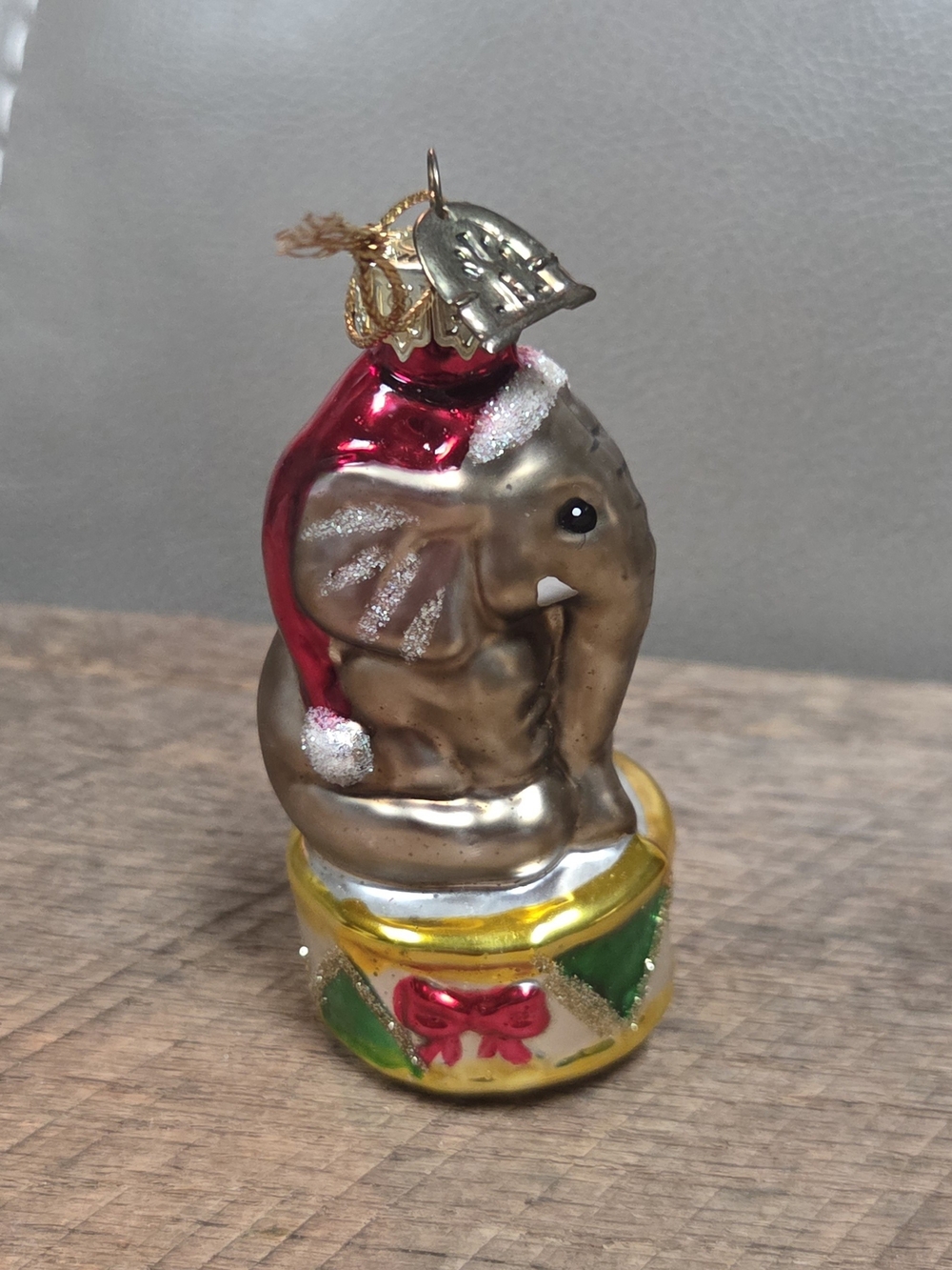 Vintage Thomas Pacconi Blown Glass Circus Elephant Christmas Ornament ~ B1L